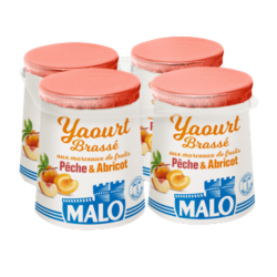 Yaourt aux fruits pêche et abricots