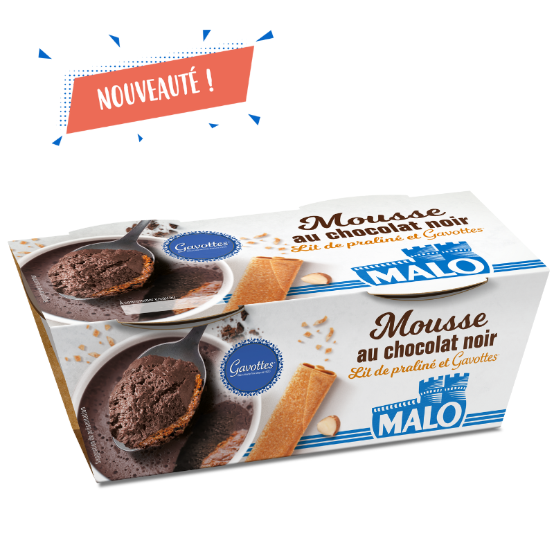 Mousse au chocolat noir lit de praliné Gavotte Malo | Magasin d'usine Sill