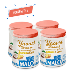 Nouveauté Malo : yaourt brassé aux fruits Ananas & coco