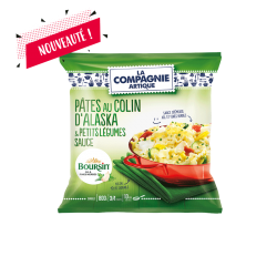Pâtes au colin d'Alaska petits légumes sauce au boursin