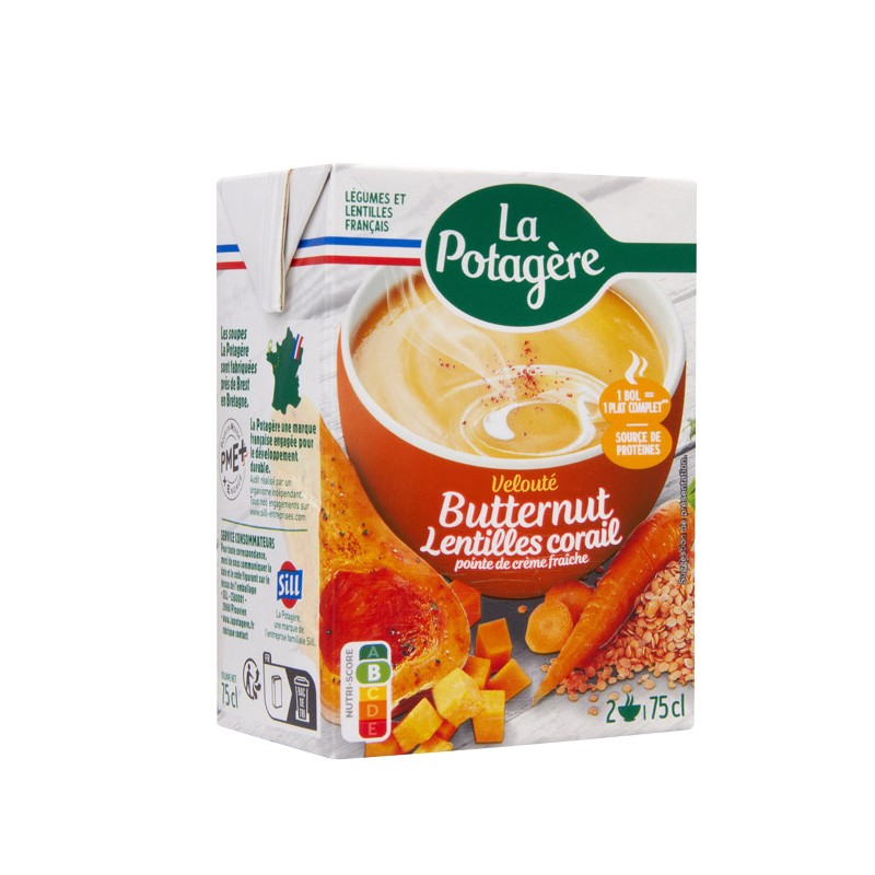 Velouté butternut, lentilles corail, pointe de crème fraîche 75cl| Magasin d'usine SILL Velouté butternut, lentilles corail, pointe de crème fraîche 75cl| Magasin d'usine SILL